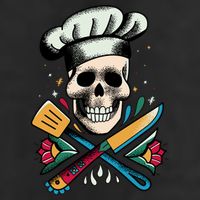 Cooking Chef Skull Garment-Dyed Fleece Hoodie