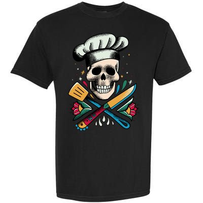 Cooking Chef Skull Garment-Dyed Heavyweight T-Shirt