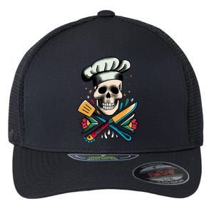 Cooking Chef Skull Flexfit Unipanel Trucker Cap