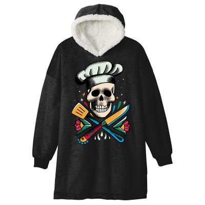 Cooking Chef Skull Hooded Wearable Blanket