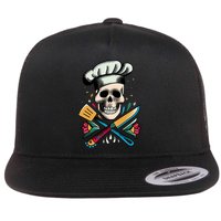 Cooking Chef Skull Flat Bill Trucker Hat