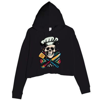 Cooking Chef Skull Crop Fleece Hoodie