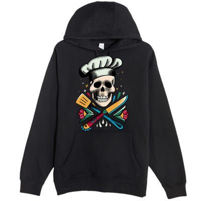 Cooking Chef Skull Premium Pullover Hoodie