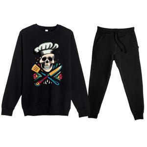 Cooking Chef Skull Premium Crewneck Sweatsuit Set