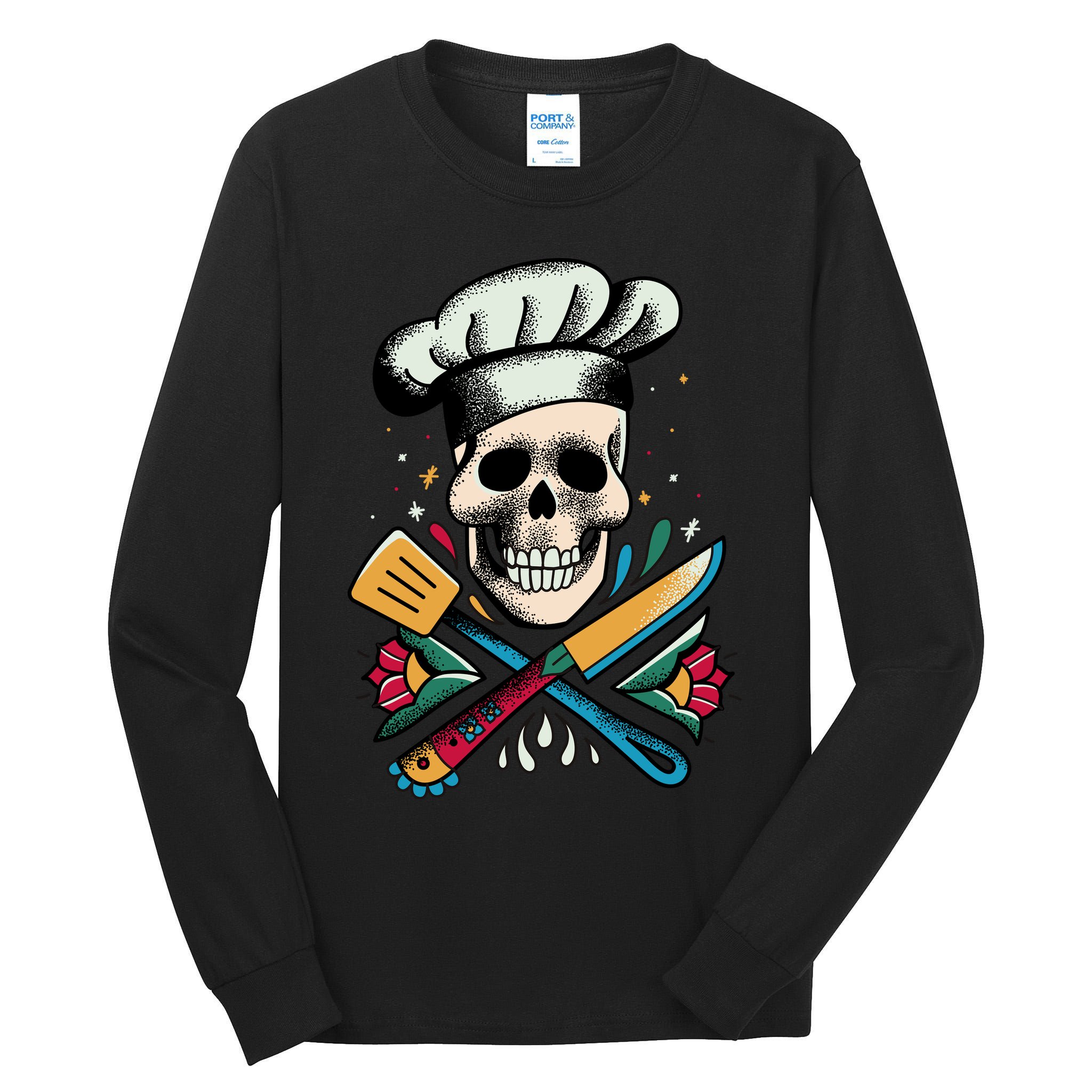 Cooking Chef Skull Tall Long Sleeve T-Shirt