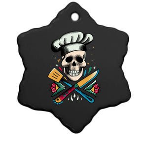 Cooking Chef Skull Ceramic Star Ornament