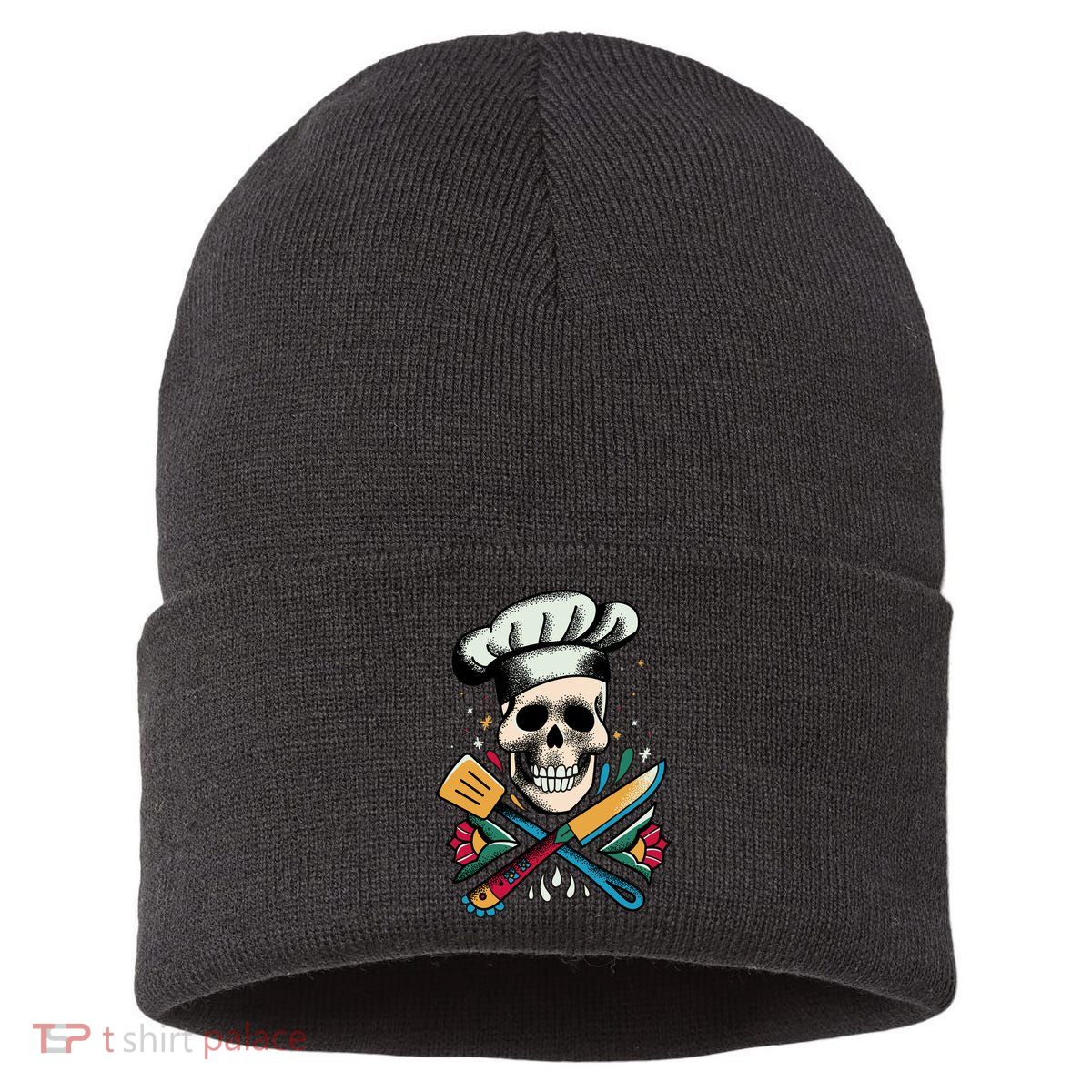 Cooking Chef Skull Sustainable Knit Beanie