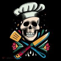 Cooking Chef Skull Pom Pom 12in Knit Beanie