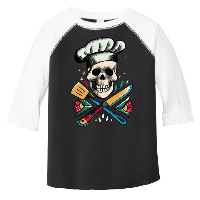 Cooking Chef Skull Toddler Fine Jersey T-Shirt
