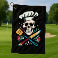 Cooking Chef Skull Golf Towel