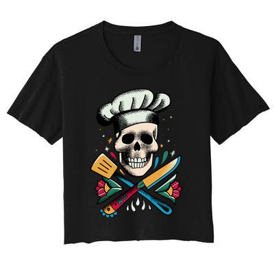 Cooking Chef Skull Crop Top