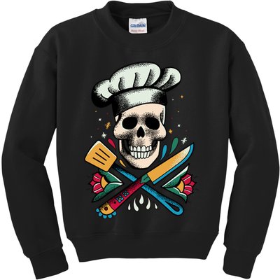 Cooking Chef Skull Kids Sweatshirt
