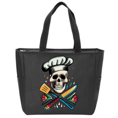 Cooking Chef Skull Zip Tote Bag