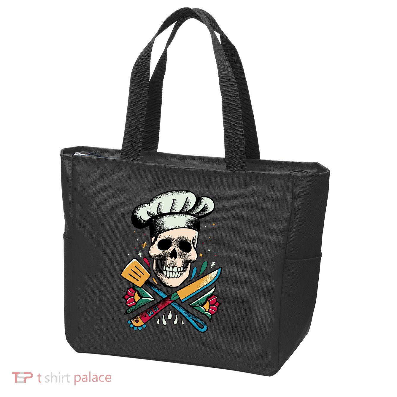 Cooking Chef Skull Zip Tote Bag