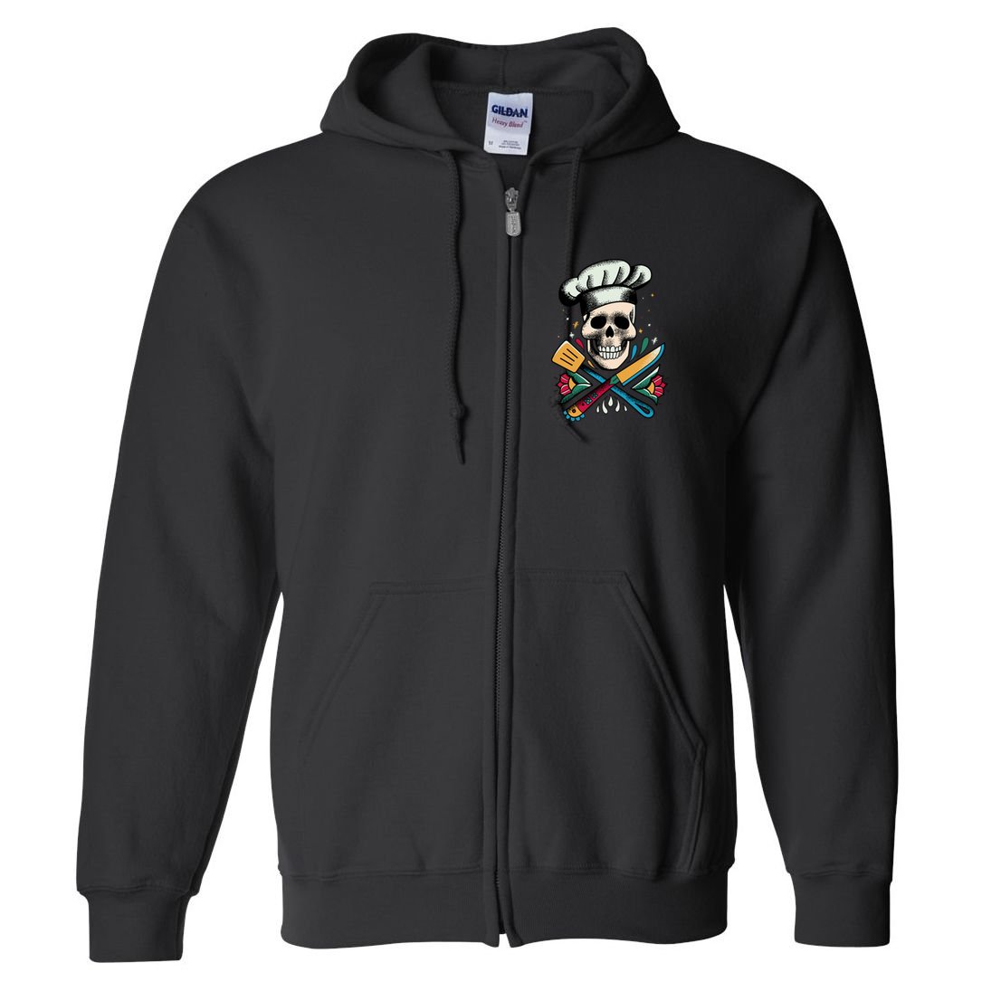 Cooking Chef Skull Full Zip Hoodie