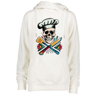 Cooking Chef Skull Womens Funnel Neck Pullover Hood