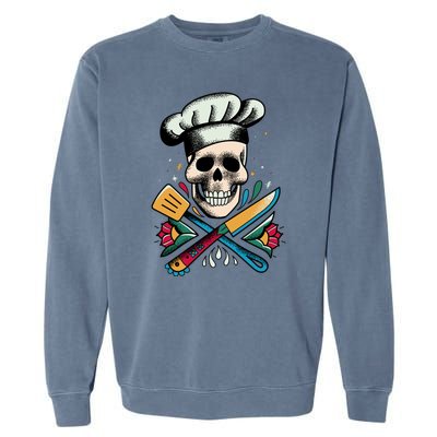 Cooking Chef Skull Garment-Dyed Sweatshirt