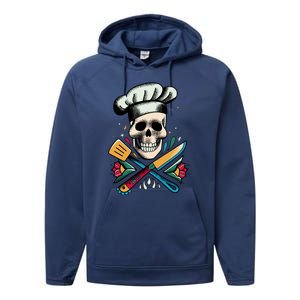 Cooking Chef Skull Performance Fleece Hoodie