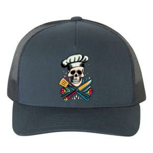 Cooking Chef Skull Yupoong Adult 5-Panel Trucker Hat