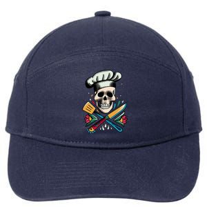 Cooking Chef Skull 7-Panel Snapback Hat