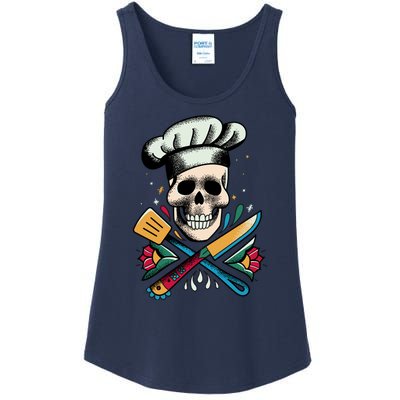 Cooking Chef Skull Ladies Essential Tank