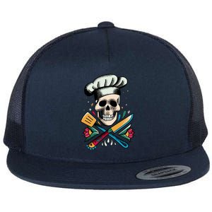 Cooking Chef Skull Flat Bill Trucker Hat