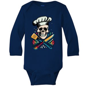 Cooking Chef Skull Baby Long Sleeve Bodysuit