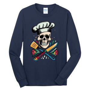 Cooking Chef Skull Tall Long Sleeve T-Shirt