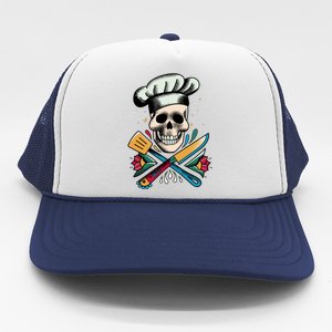 Cooking Chef Skull Trucker Hat