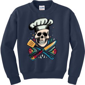 Cooking Chef Skull Kids Sweatshirt