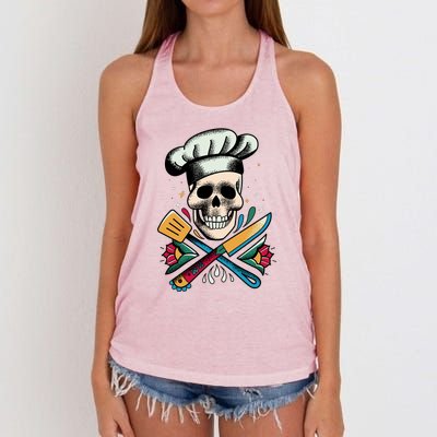 Cooking Chef Skull Women's Knotted Racerback Tank