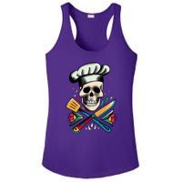 Cooking Chef Skull Ladies PosiCharge Competitor Racerback Tank