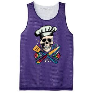 Cooking Chef Skull Mesh Reversible Basketball Jersey Tank