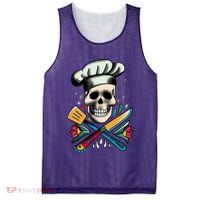Cooking Chef Skull Mesh Reversible Basketball Jersey Tank
