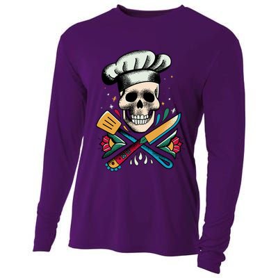 Cooking Chef Skull Cooling Performance Long Sleeve Crew