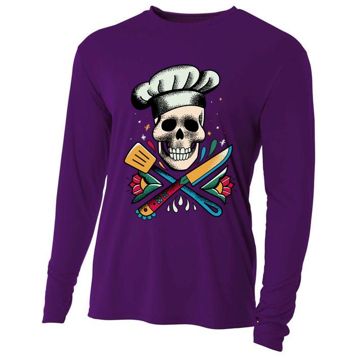 Cooking Chef Skull Cooling Performance Long Sleeve Crew