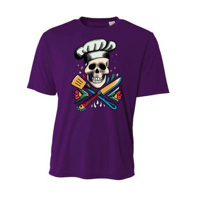 Cooking Chef Skull Youth Performance Sprint T-Shirt