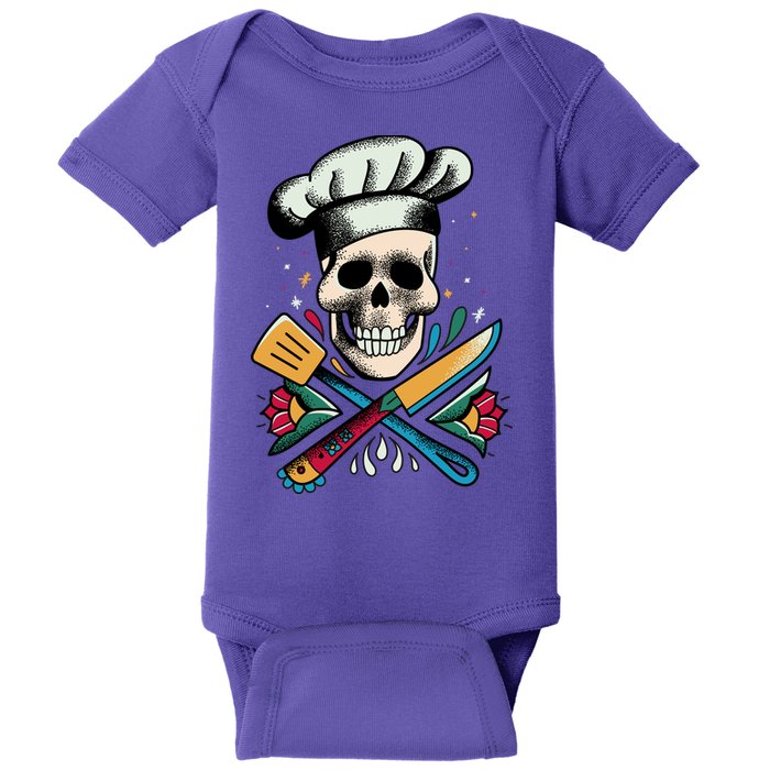 Cooking Chef Skull Baby Bodysuit