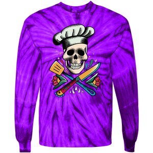 Cooking Chef Skull Tie-Dye Long Sleeve Shirt