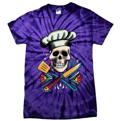 Cooking Chef Skull Tie-Dye T-Shirt