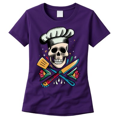 Cooking Chef Skull Womens T-Shirt