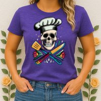 Cooking Chef Skull Womens T-Shirt