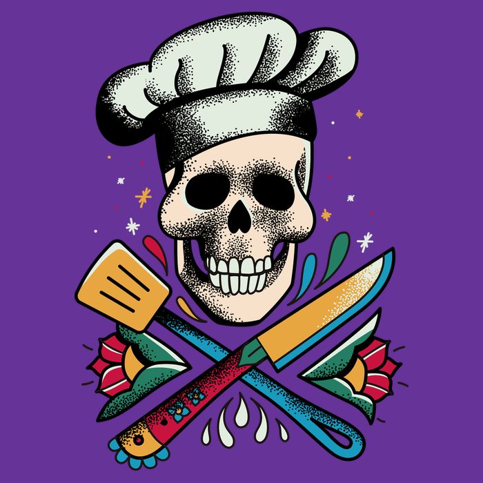 Cooking Chef Skull Women's V-Neck T-Shirt
