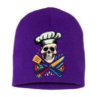 Cooking Chef Skull Short Acrylic Beanie