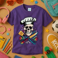 Cooking Chef Skull Kids T-Shirt