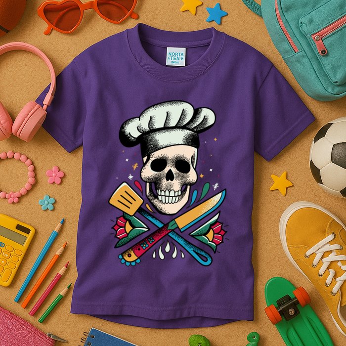 Cooking Chef Skull Kids T-Shirt