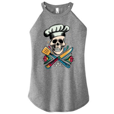 Cooking Chef Skull Women’s Perfect Tri Rocker Tank