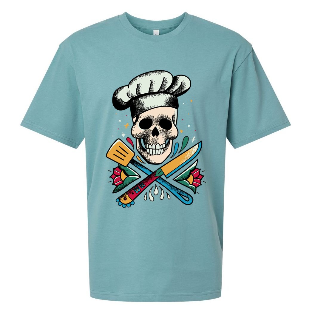 Cooking Chef Skull Sueded Cloud Jersey T-Shirt