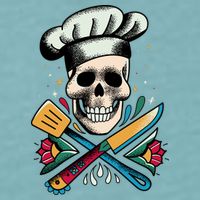 Cooking Chef Skull Sueded Cloud Jersey T-Shirt