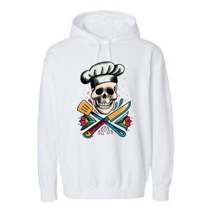 Cooking Chef Skull Garment-Dyed Fleece Hoodie